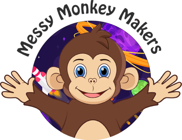 Space themed Messy Monkey Makers logo!