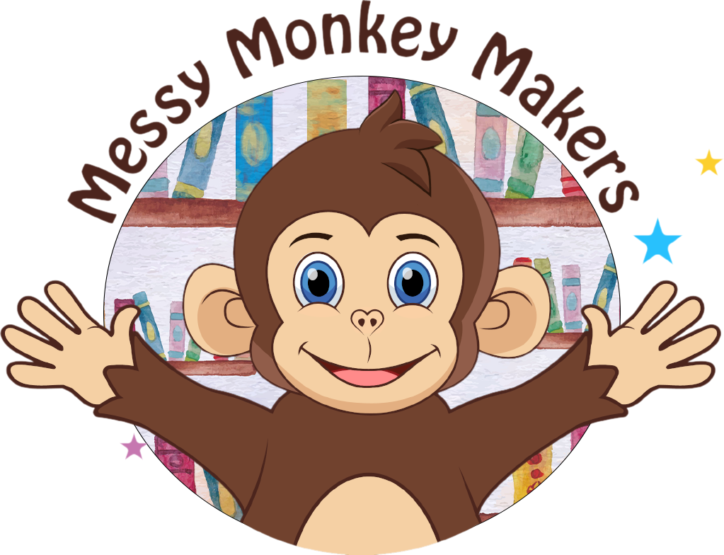 Classic Books themed Messy Monkey Makers logo!