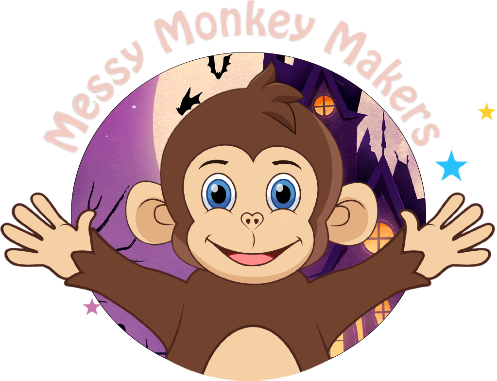 Brand logo featuring a playful monkey, creatively styled to match the theme of this Spring messy play session. Designed to reflect fun, sensory exploration, and hands-on learning for babies and toddlers.